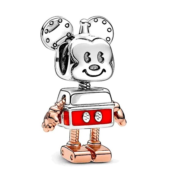 Sterling Silver Mickey Mouse Charm Robot For Charm Bracelet - Picture 1 of 1